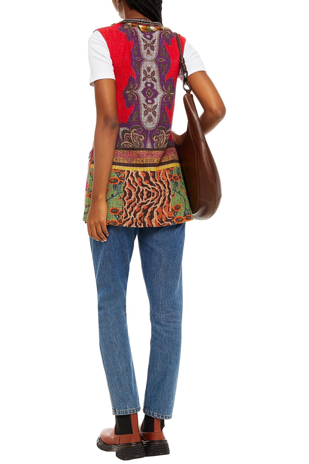 ETRO Embellished printed cotton-blend tweed vest