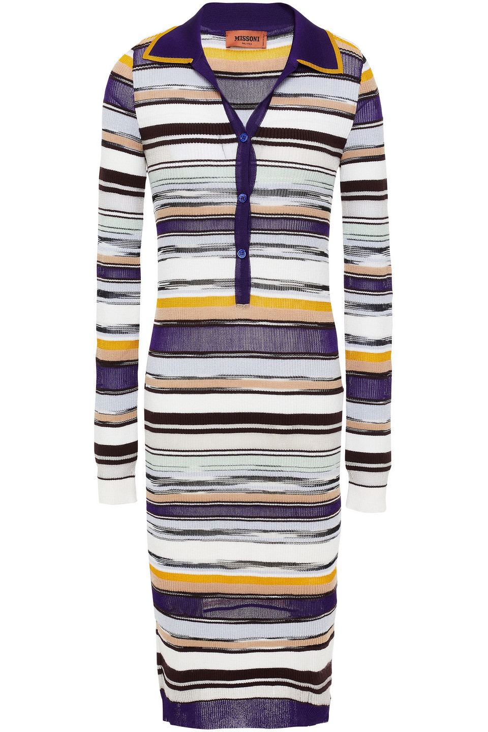 Missoni Woman Striped Ribbed-knit Dress Violet Size 40