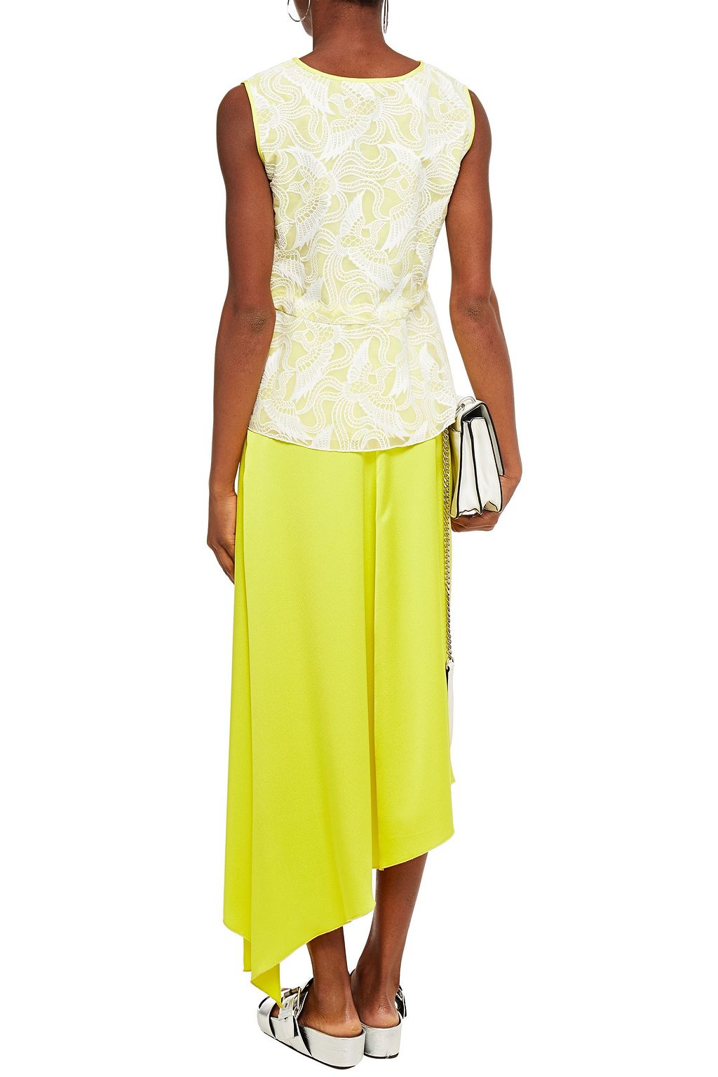 KENZO Embroidered organza peplum top