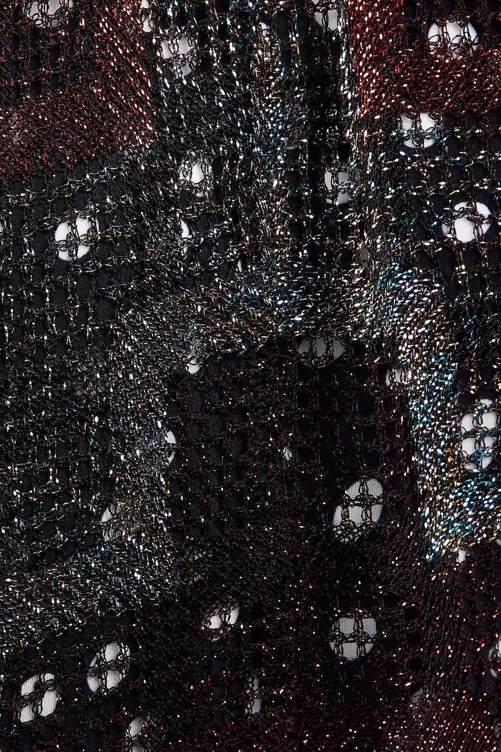 MISSONI Gathered metallic crochet-knit maxi halterneck dress