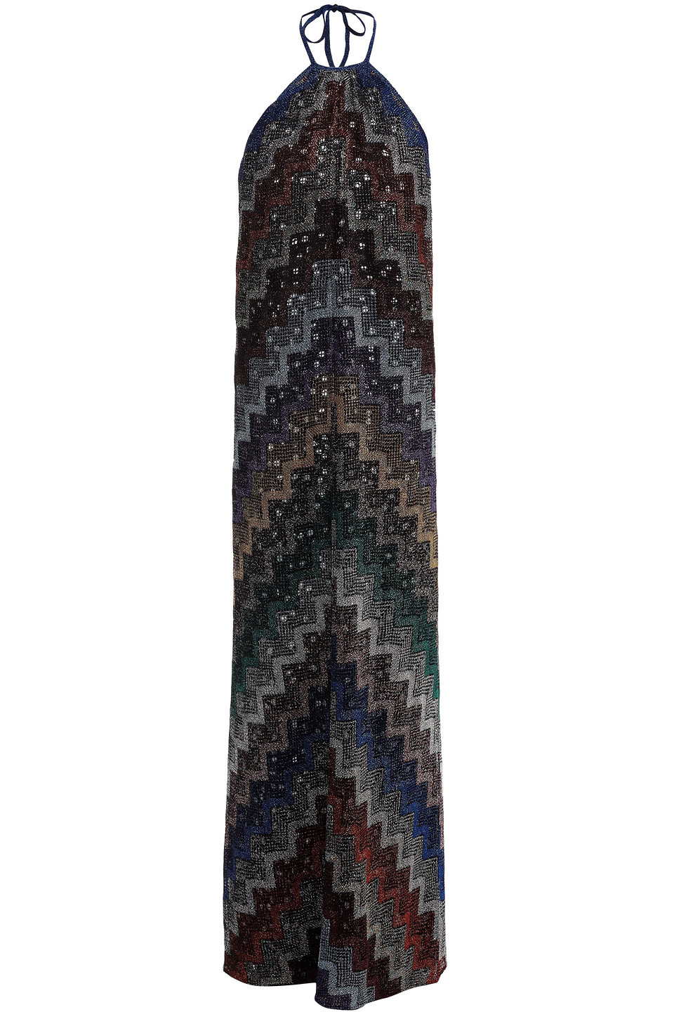 Missoni Woman Gathered Metallic Crochet-knit Maxi Halterneck Dress Copper Size 40