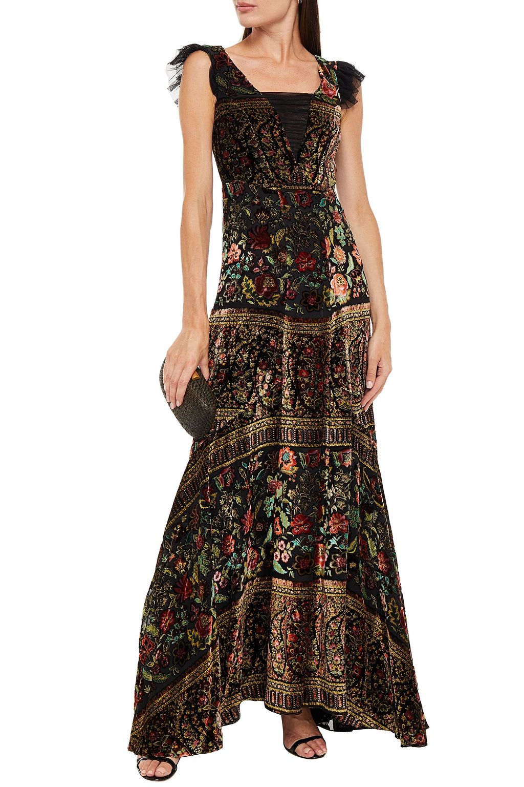 ETRO Maxikleid aus Devoré-Samt mit Tülleinsätzen