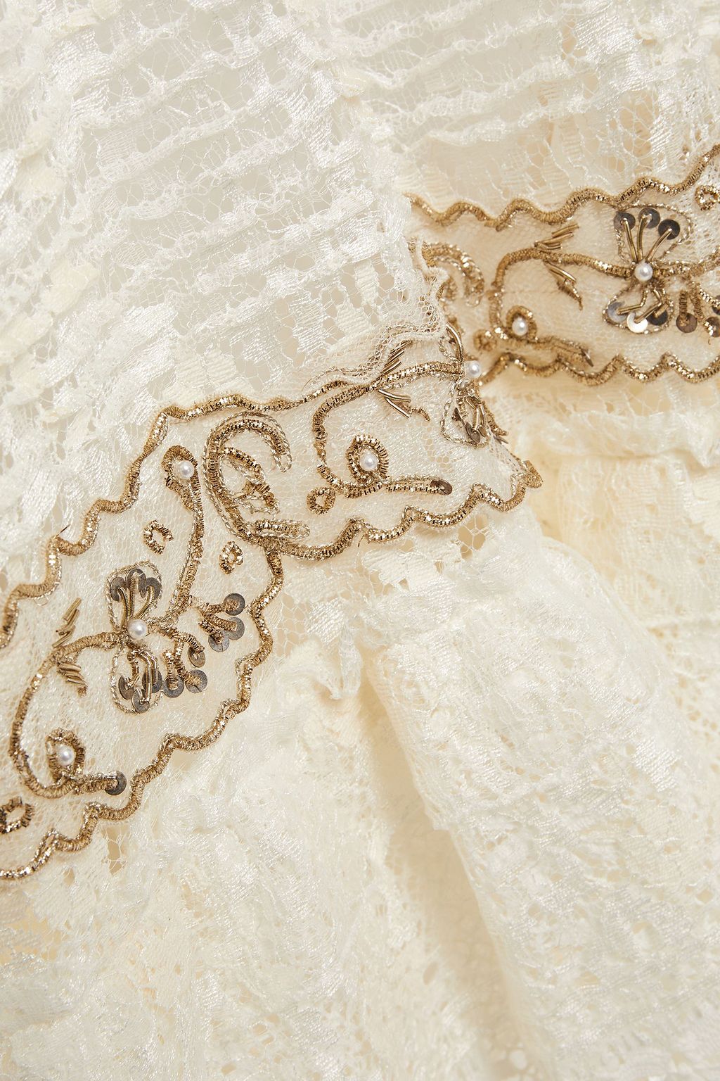 ETRO Embellished ruffled lace dress