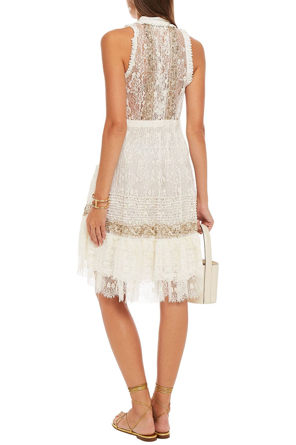 ETRO Embellished ruffled lace dress