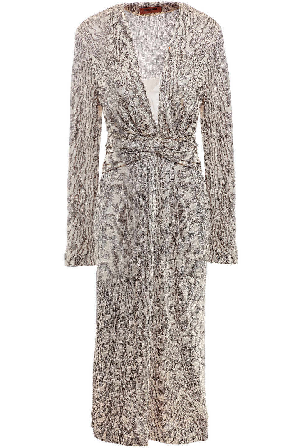 Missoni Woman Twist-front Metallic Crochet-knit Dress Taupe Size 40