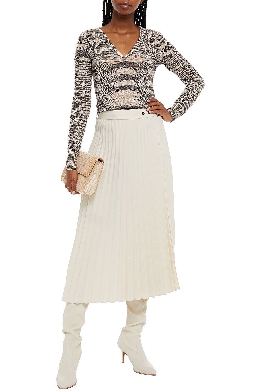 MISSONI Ruched crochet-knit wool sweater
