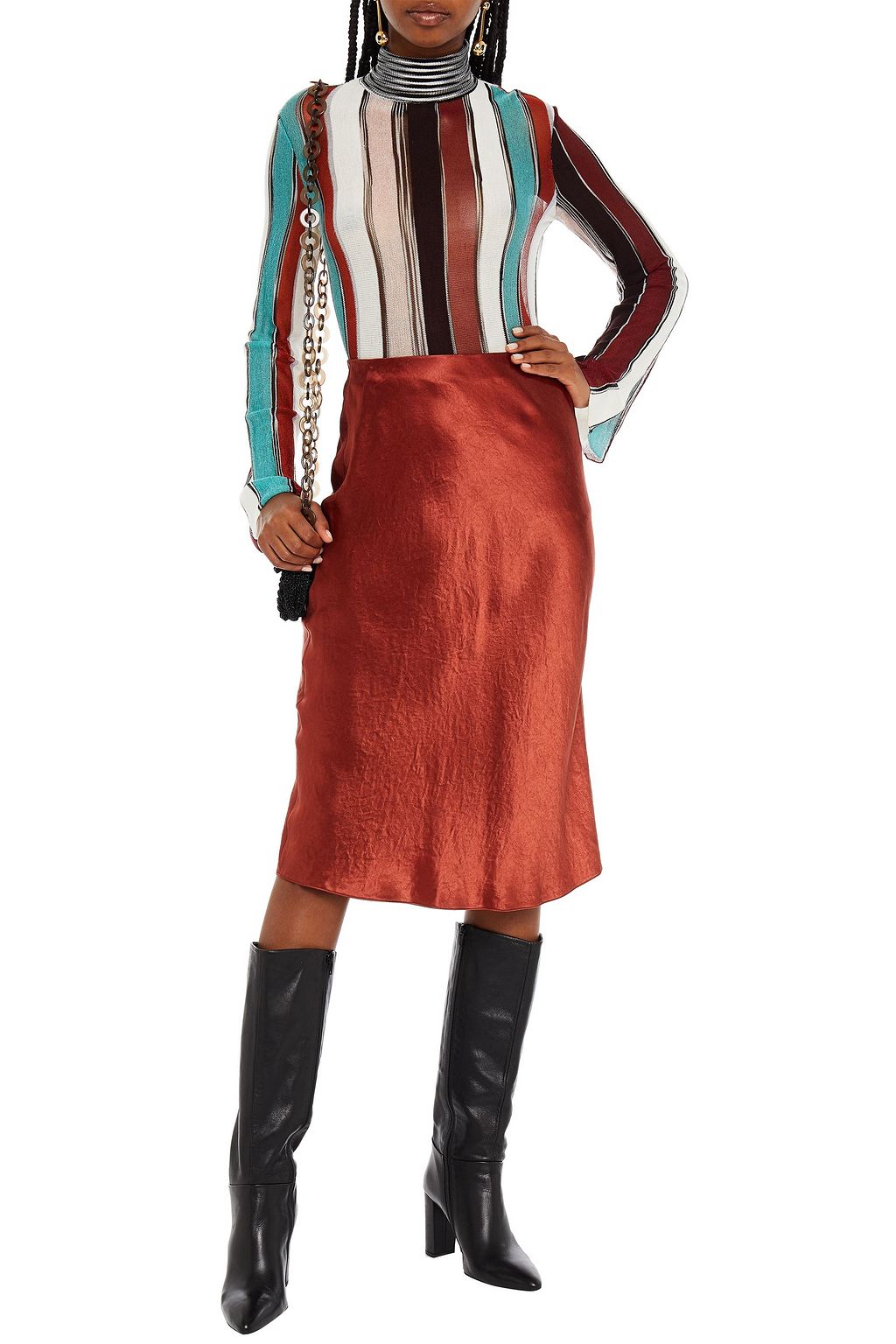 MISSONI Striped wool-blend turtleneck sweater
