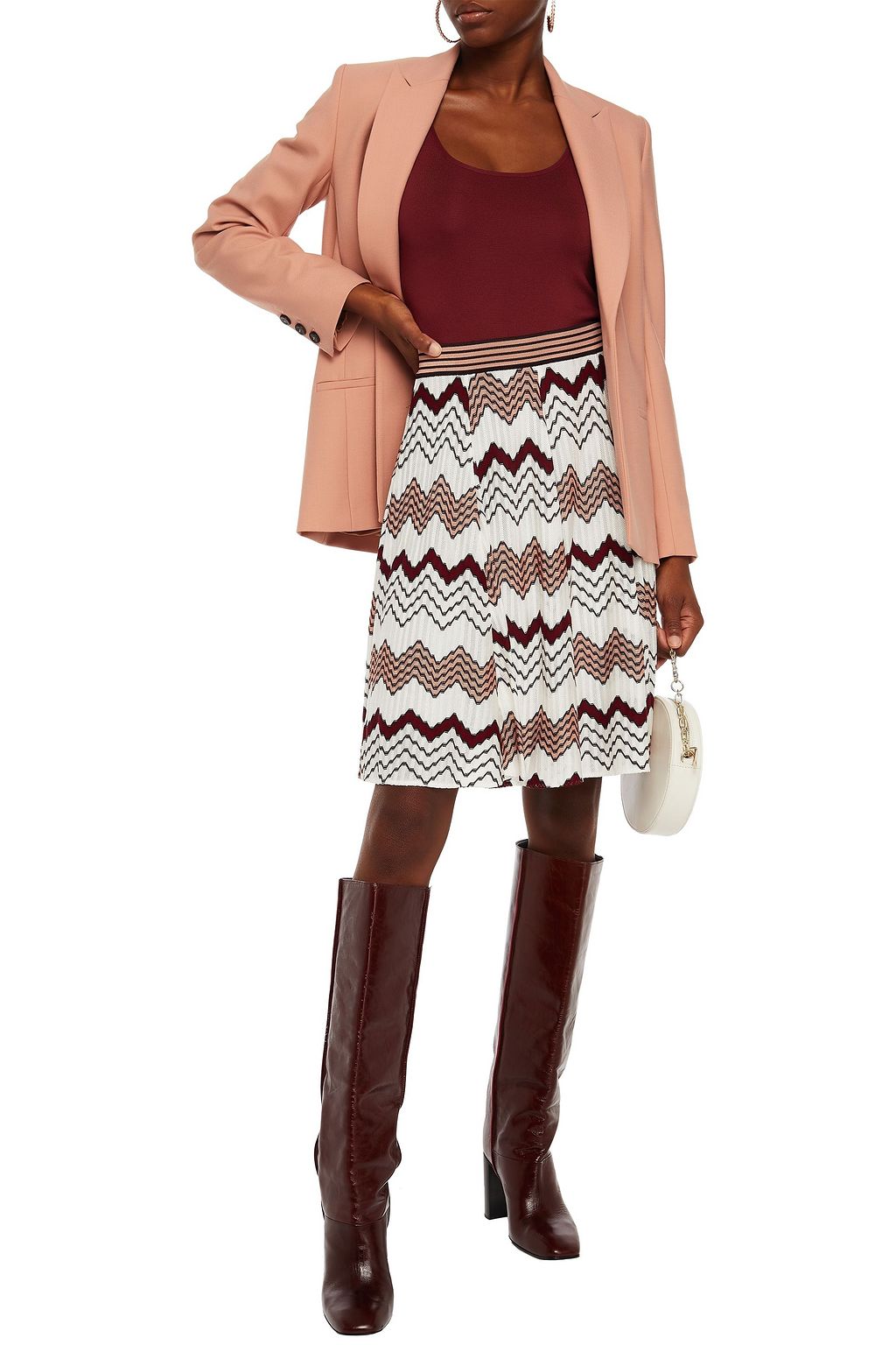 MISSONI Pleated knitted mini skirt