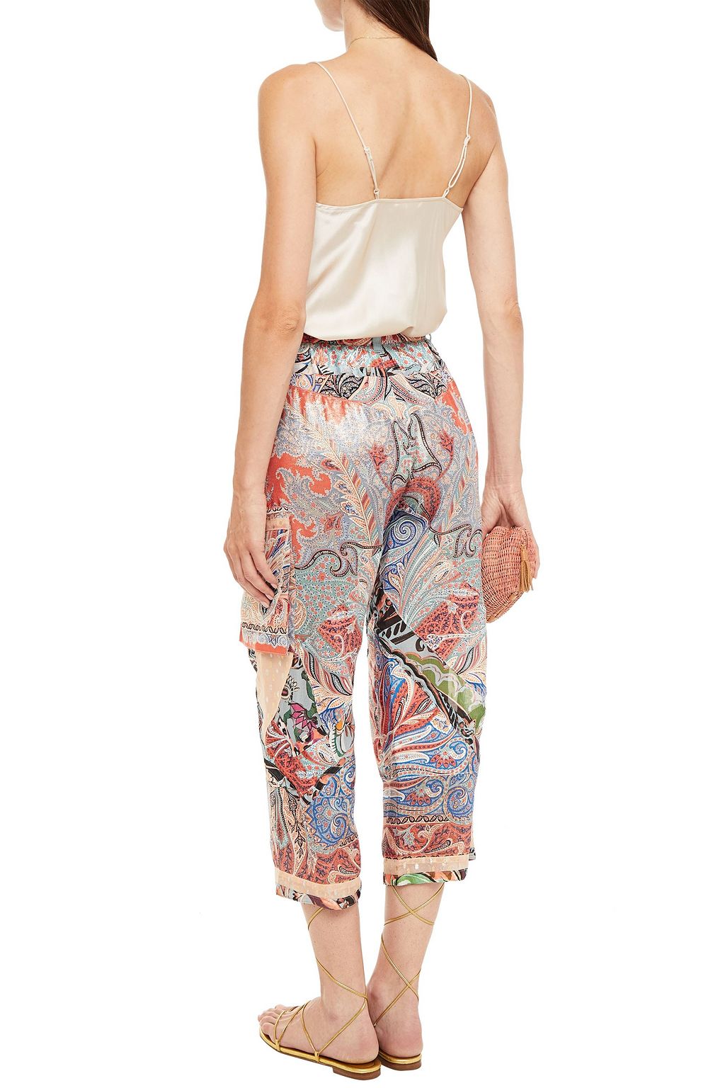 ETRO Cropped printed fil coupe silk-blend straight-leg pants