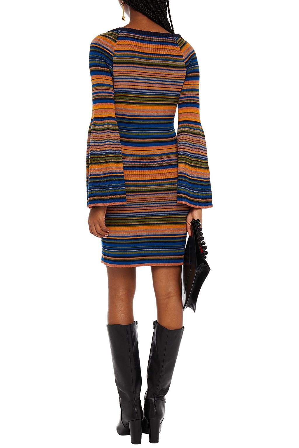 MISSONI Striped ribbed-knit mini dress