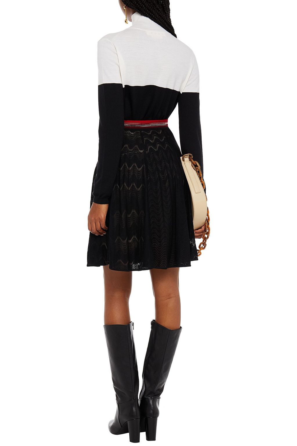 MISSONI Flared wool-blend crochet-knit skirt