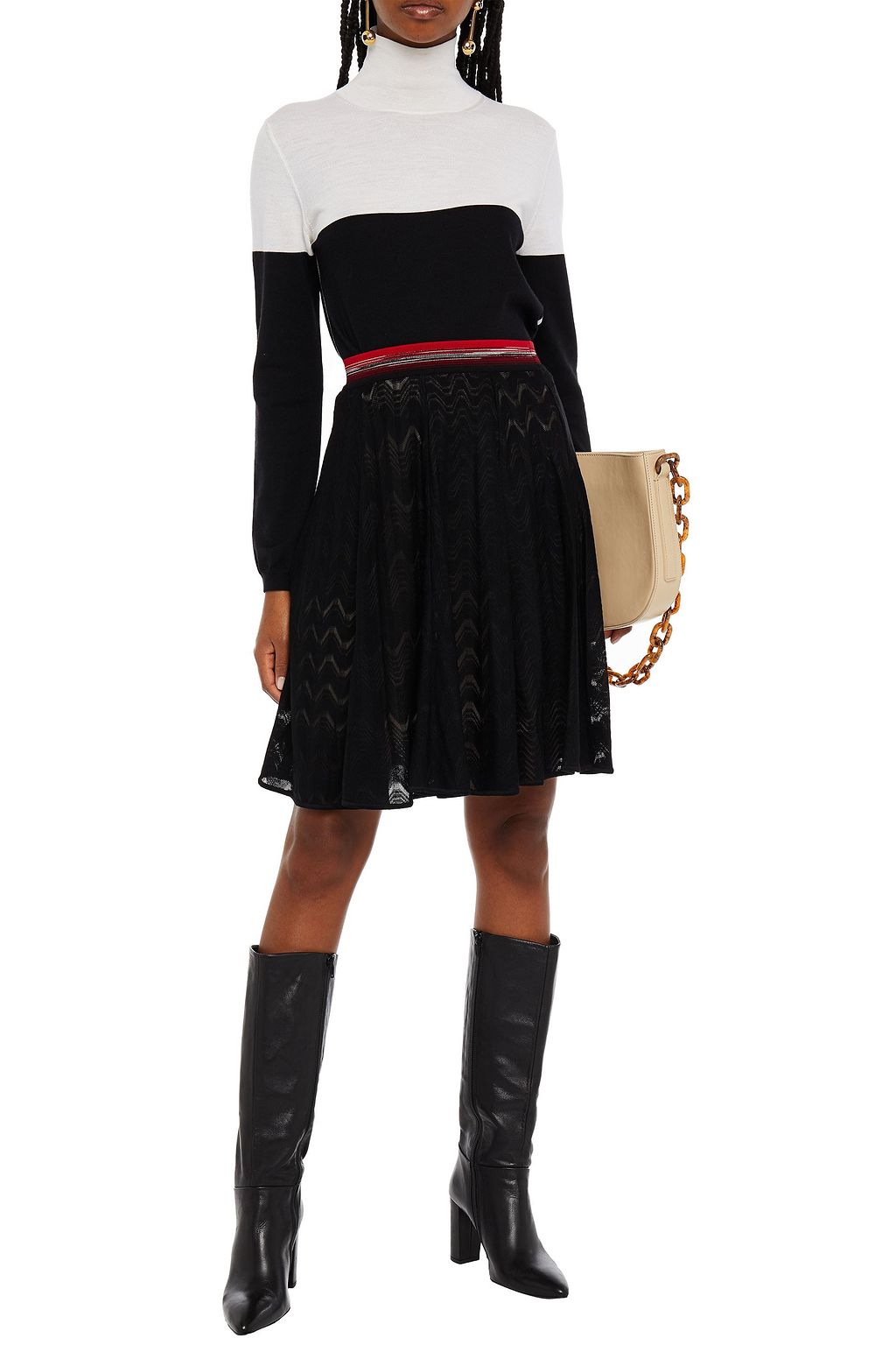 MISSONI Flared wool-blend crochet-knit skirt