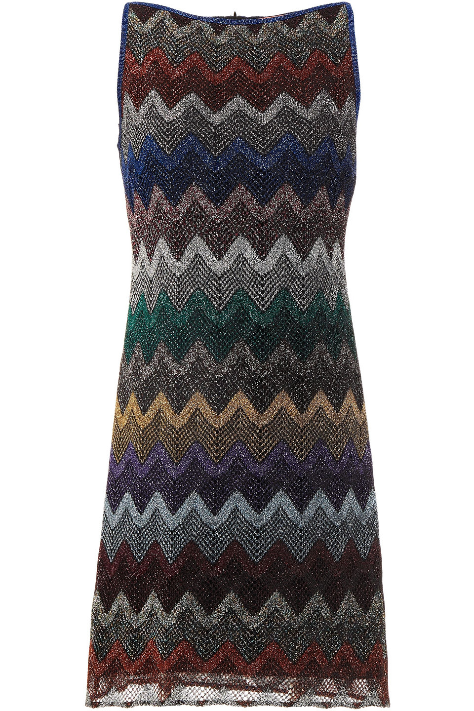 Missoni Woman Metallic Crochet-knit Mini Dress Blue Size 38