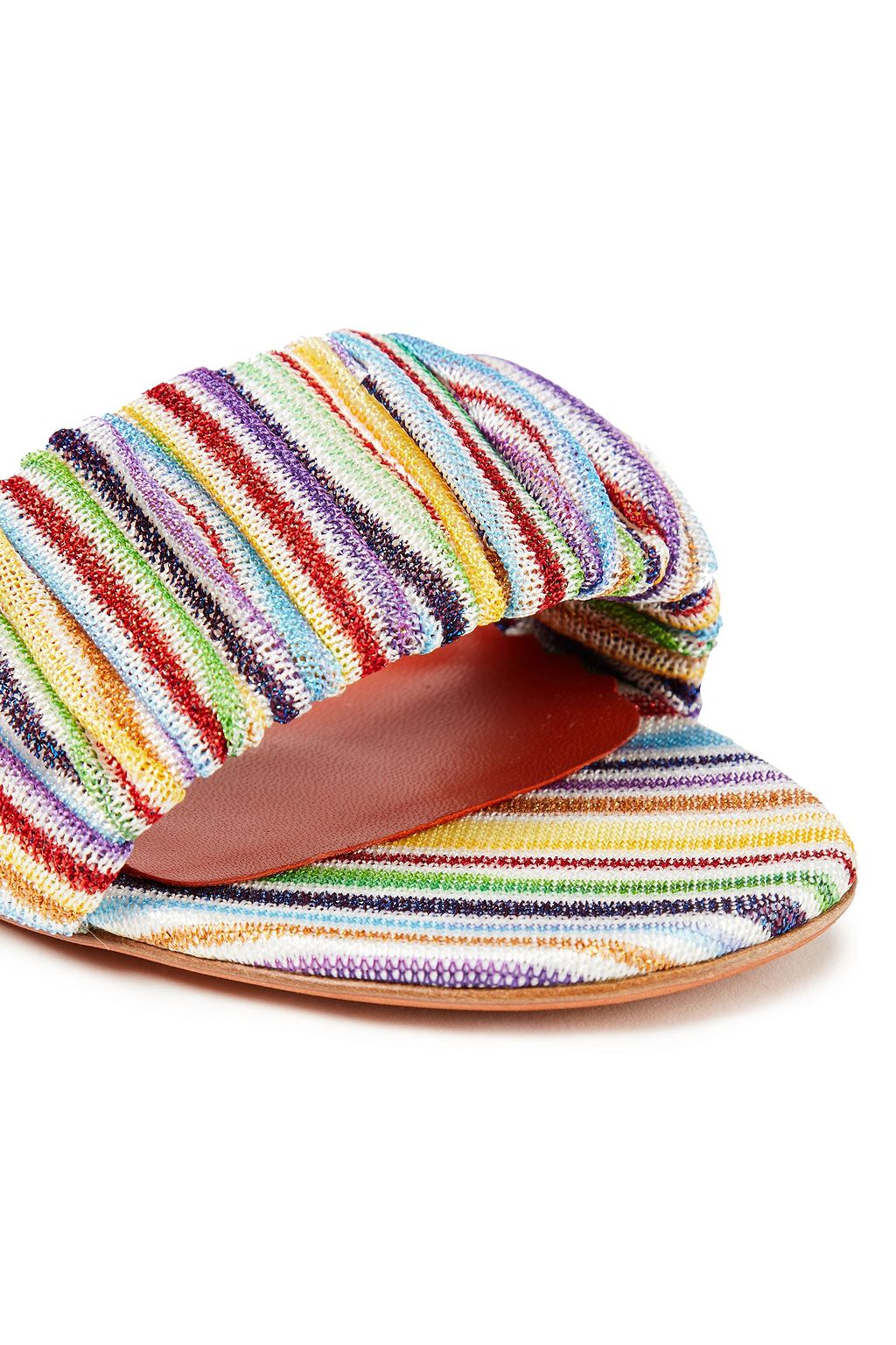 MISSONI Gathered crochet-knit and leather sandals