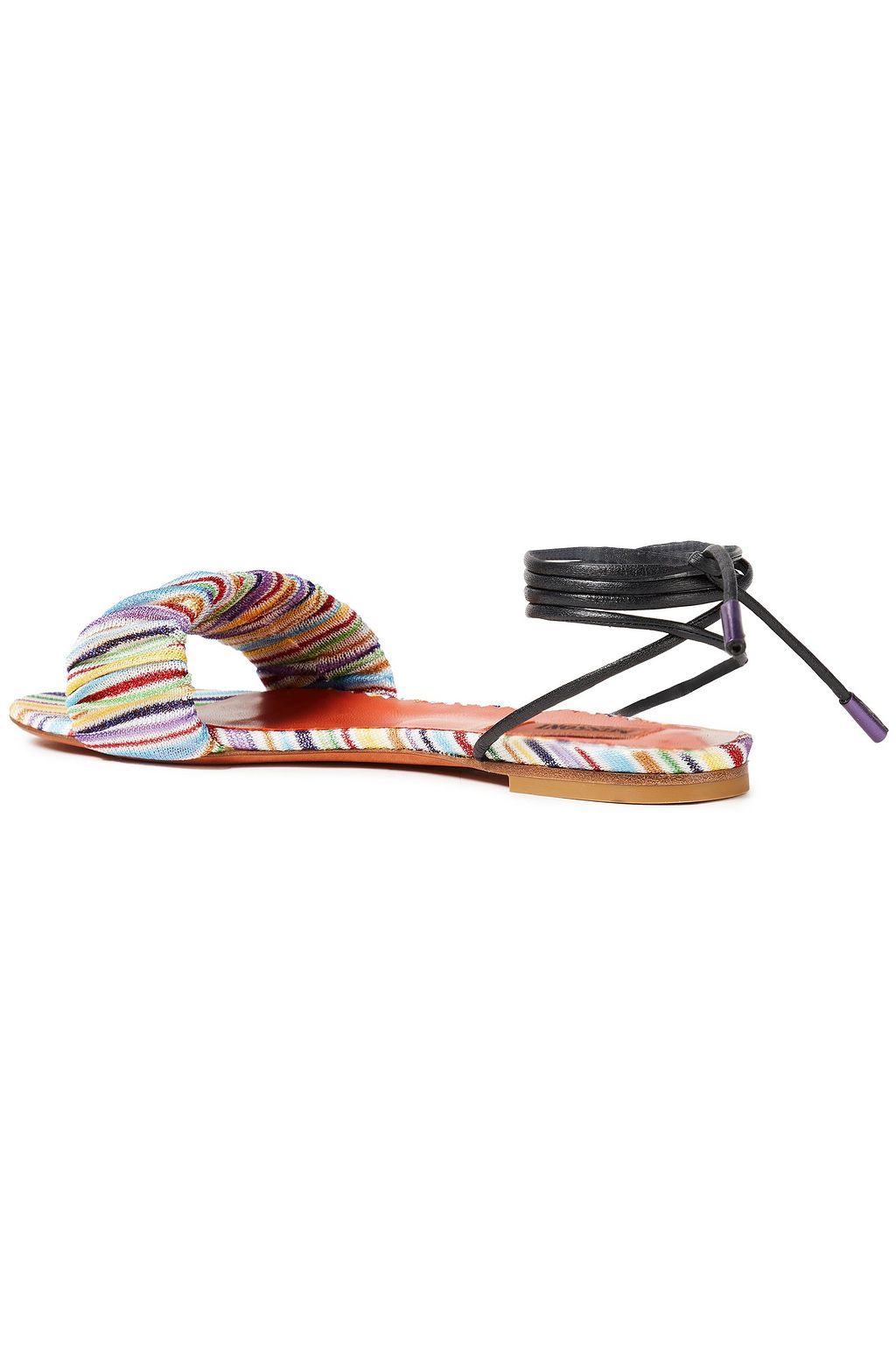 MISSONI Gathered crochet-knit and leather sandals