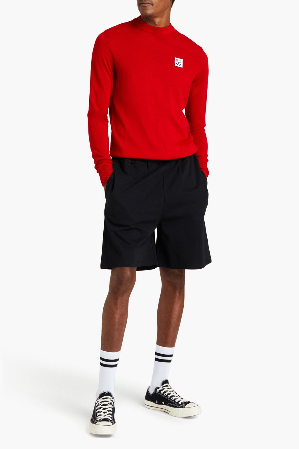 MSGM Slim-fit appliquéd wool-blend sweater