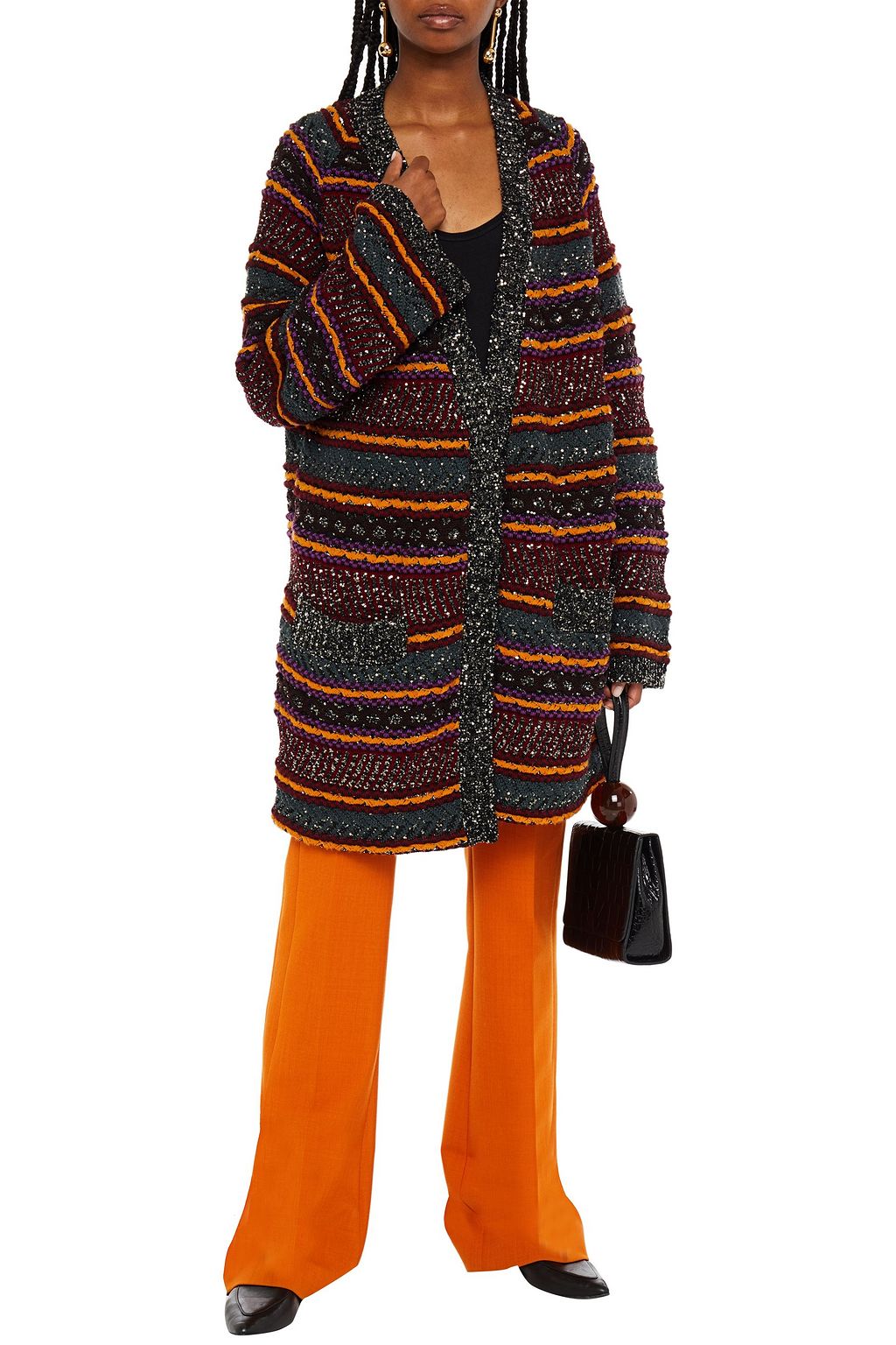 MISSONI Metallic crochet-knit wool-blend cardigan