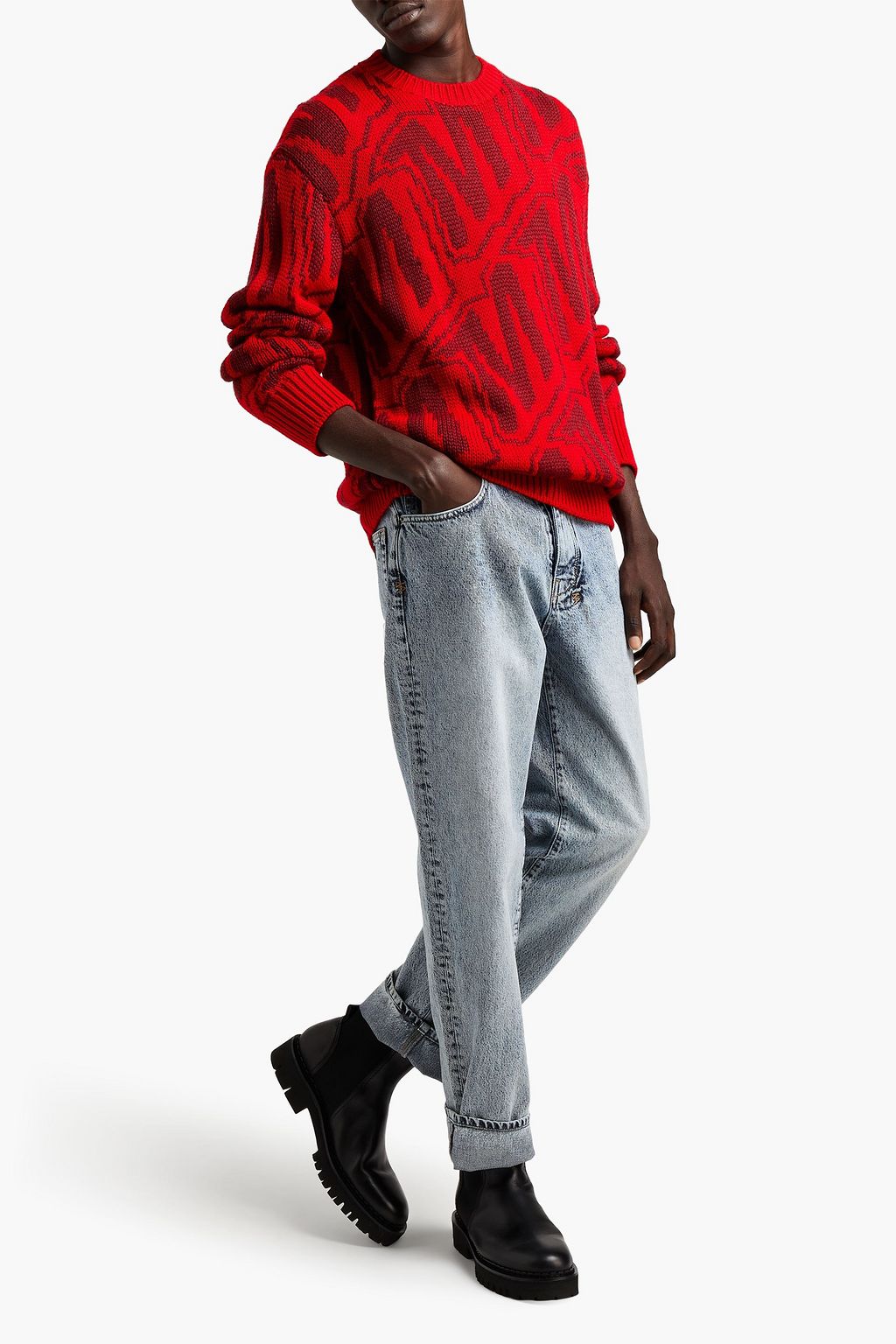 MSGM Jacquard-knit wool-blend sweater