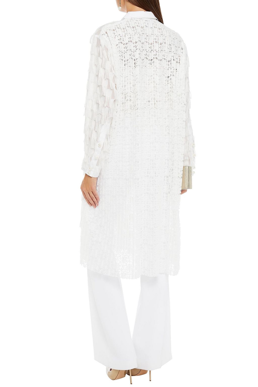 HUISHAN ZHANG Fringed organza shirt dress