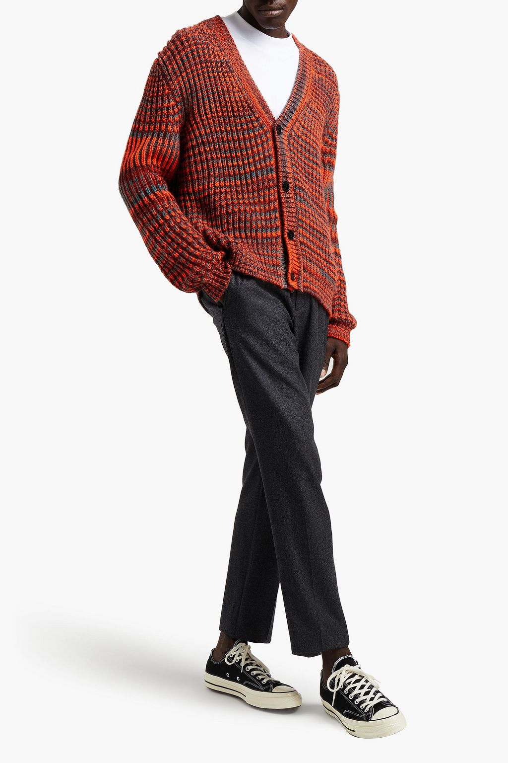 MSGM Marled ribbed-knit cardigan