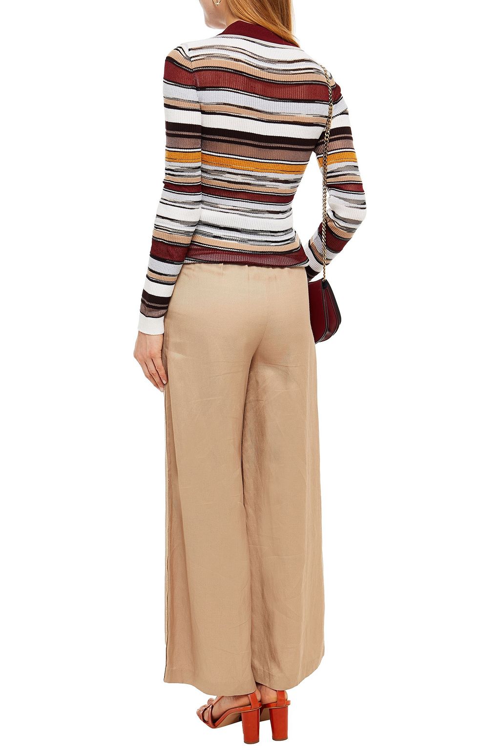 MISSONI Striped ribbed-knit polo shirt