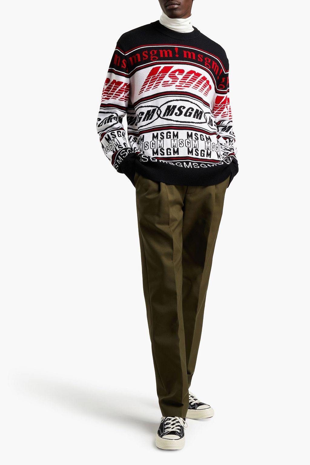 MSGM Jacquard-knit wool-blend sweater