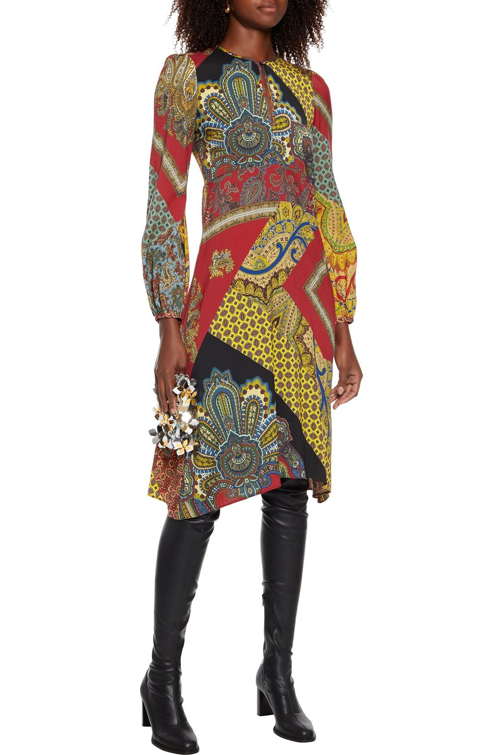 ETRO Printed wool-crepe dress