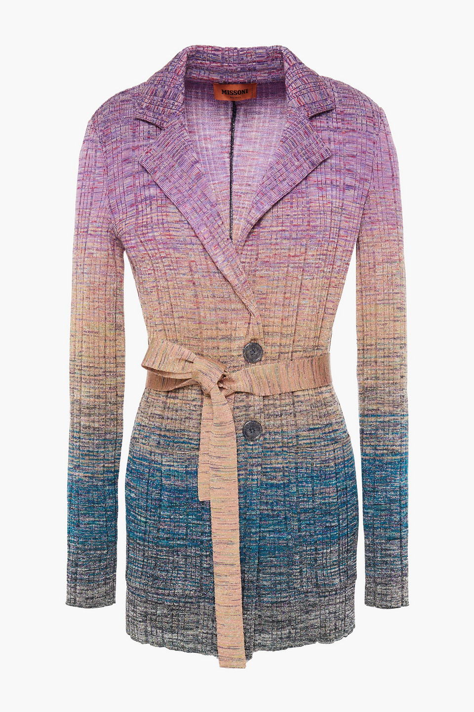 Missoni Woman Belted Metallic Ribbed Wool-blend Blazer Lavender Size 44
