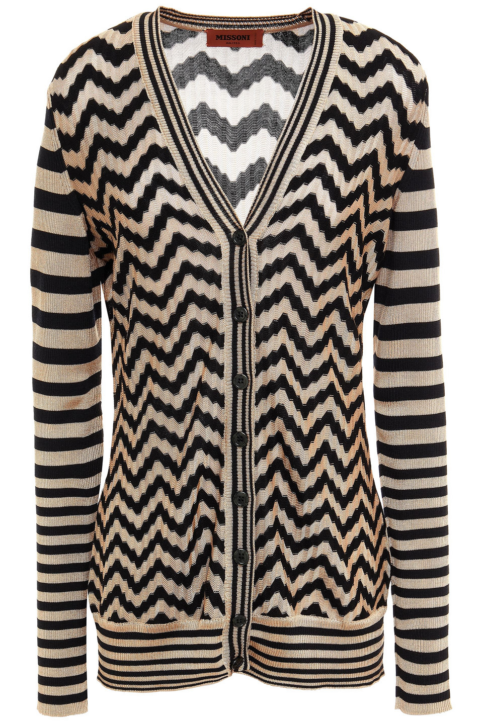 Missoni Woman Striped Knitted Cardigan Sand Size 38
