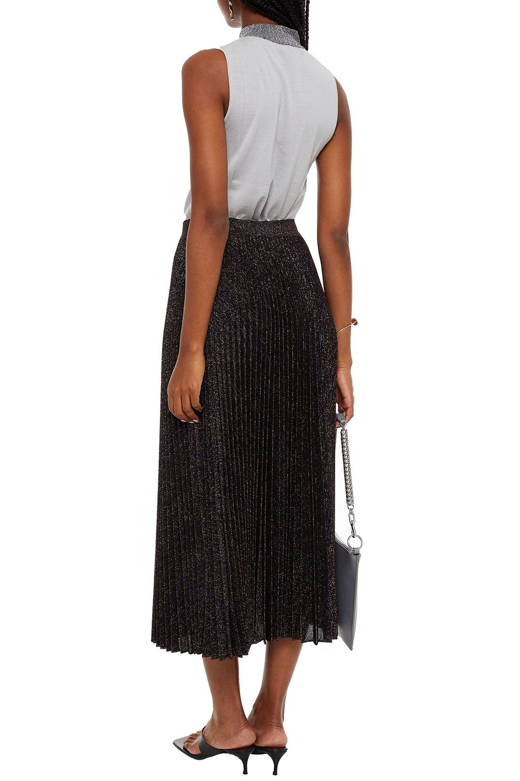 MISSONI Pleated metallic knitted midi skirt
