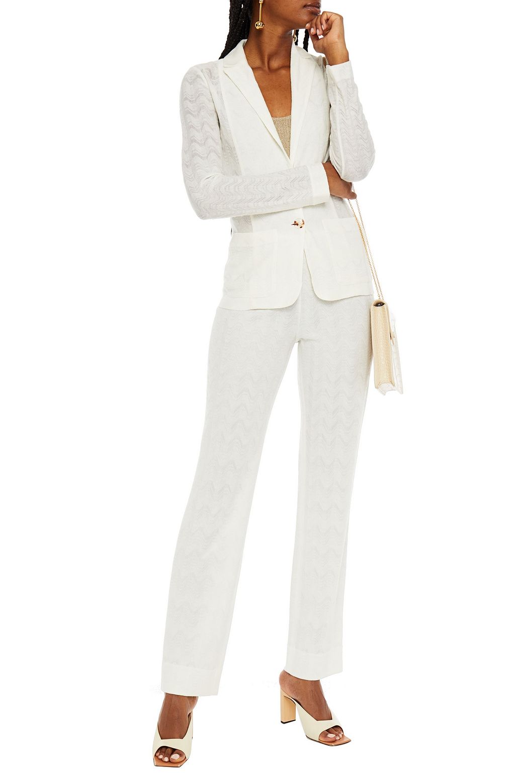 MISSONI Crochet-knit wool-blend blazer
