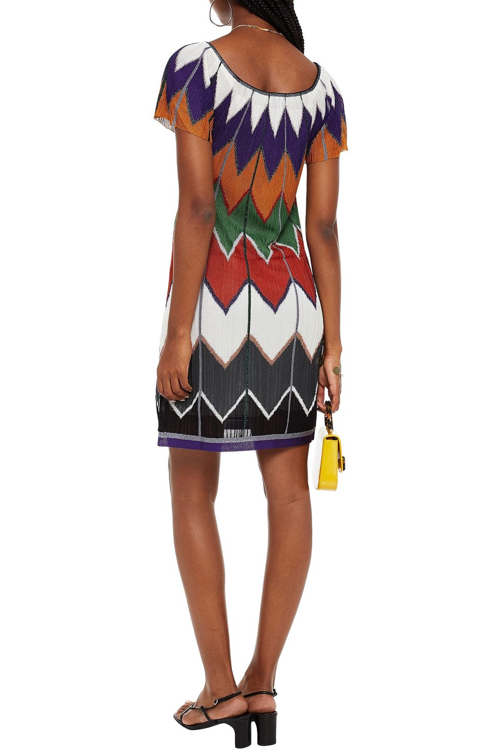 MISSONI Ribbed metallic crochet-knit silk-blend mini dress