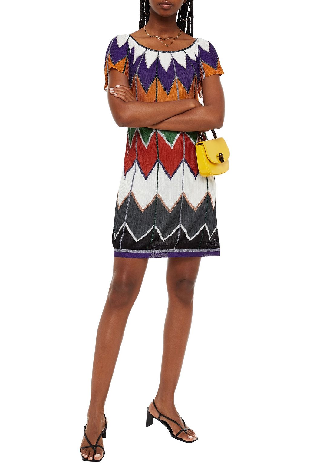MISSONI Ribbed metallic crochet-knit silk-blend mini dress