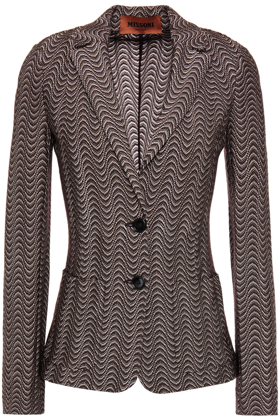 Missoni Woman Crochet-knit Wool-blend Blazer Dark Brown Size 40