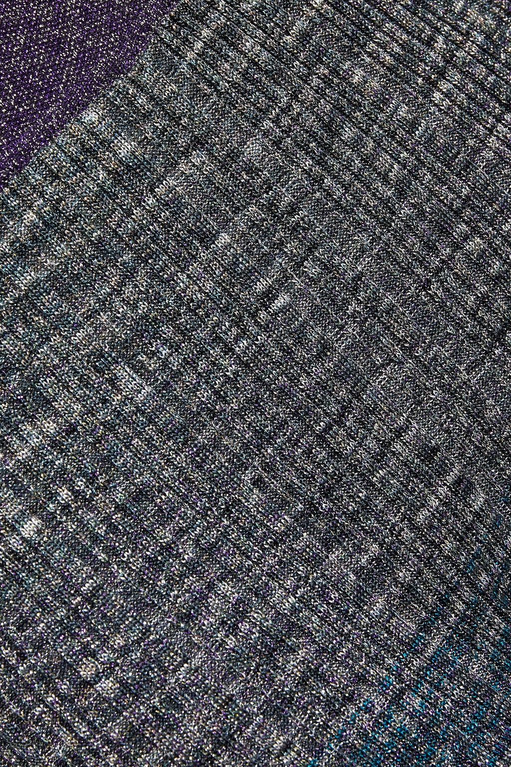 MISSONI بنطلون من مزيج الصوف المضلّع بقصة أرجل مستقيمة بلون ميتاليك