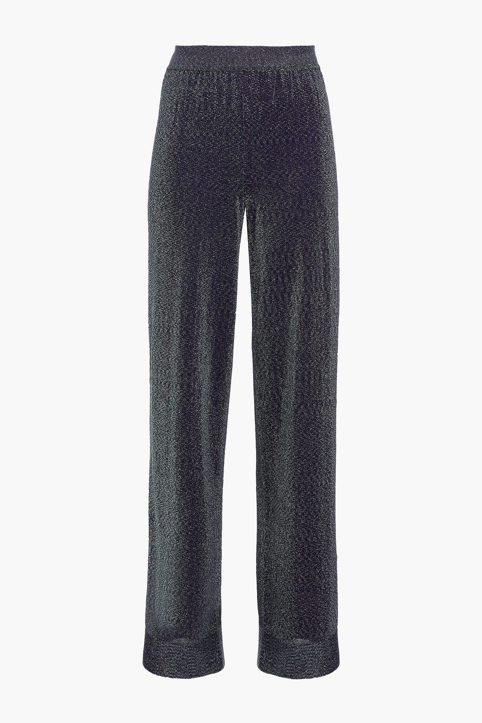 Missoni Woman Metallic Knitted Wide-leg Pants Navy Size 40