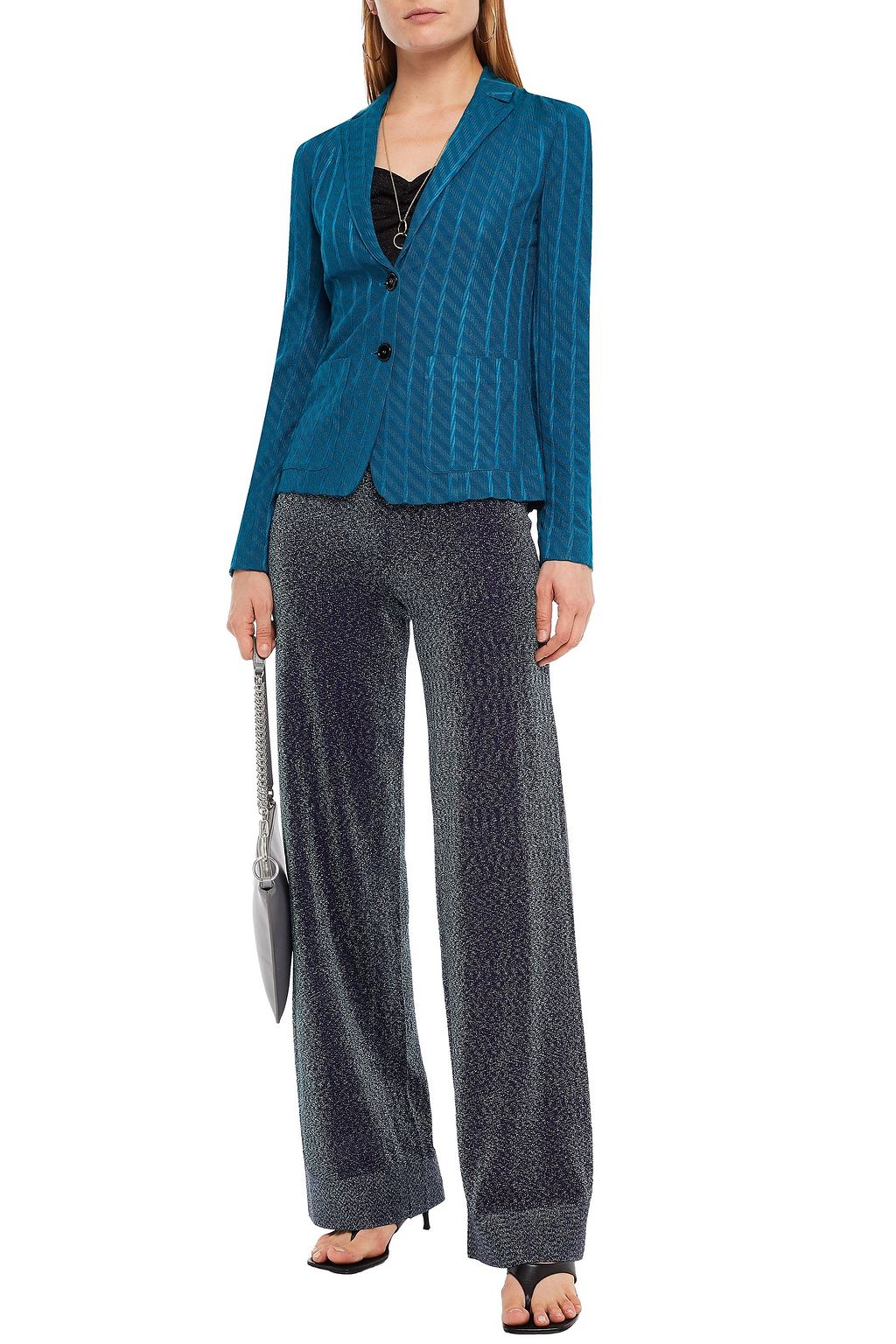 MISSONI Metallic crochet-knit wide-leg pants