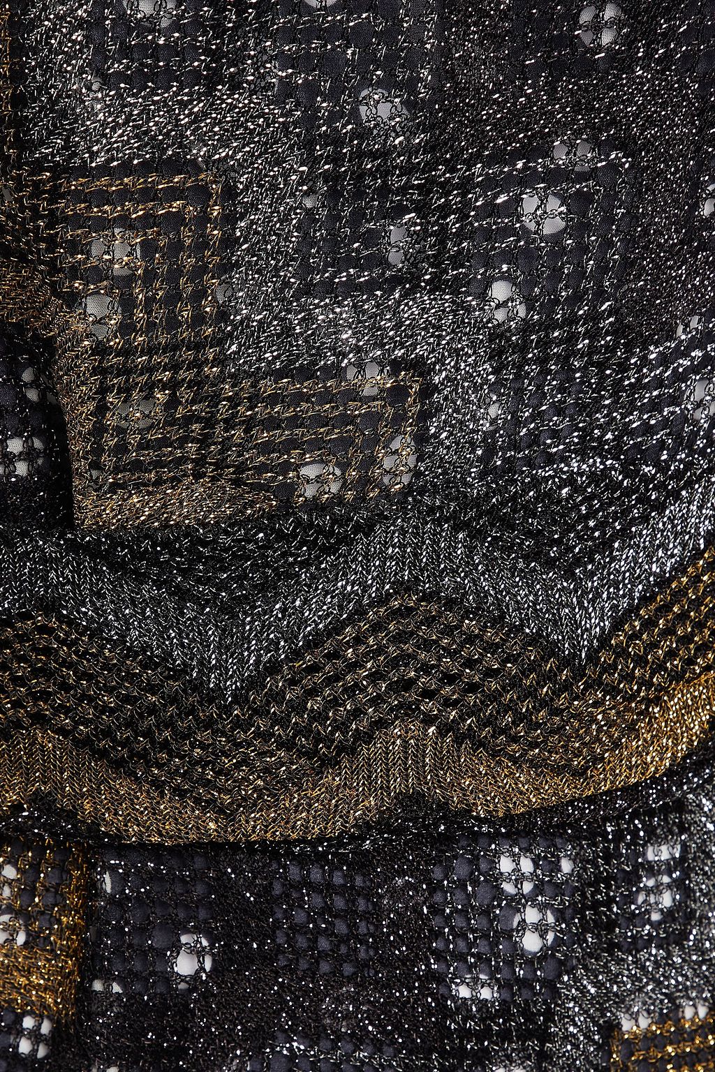 MISSONI One-shoulder metallic crochet-knit mini dress