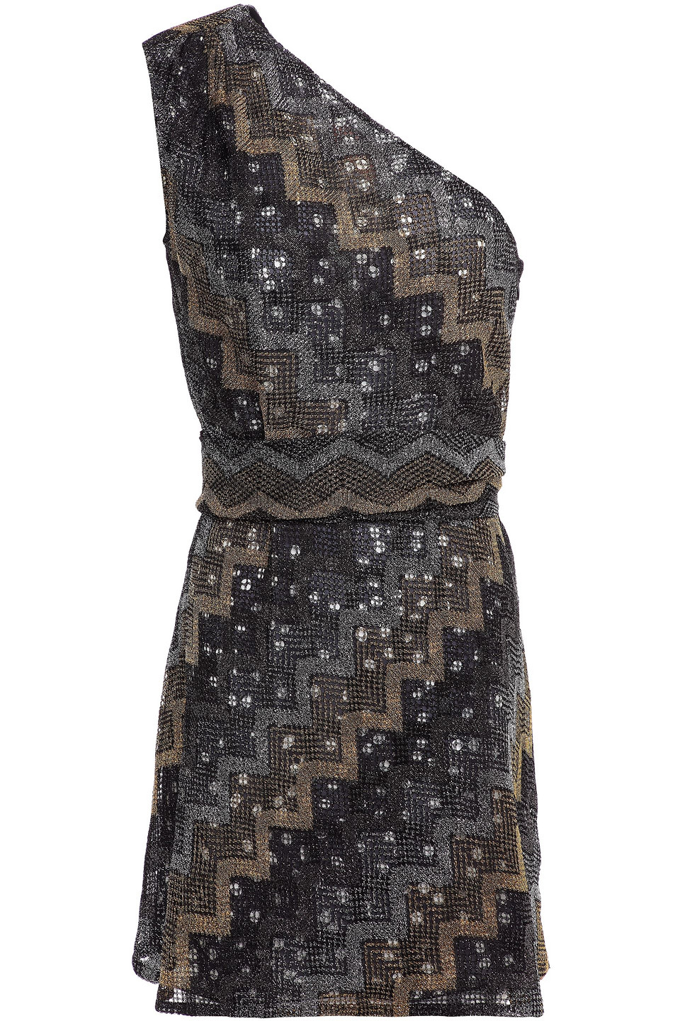 Missoni Woman One-shoulder Ruched Crochet-knit Mini Dress Black Size 40
