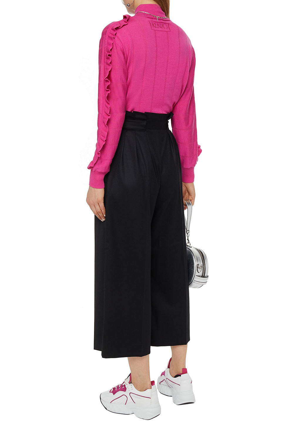 Kenzo Ruffled Wool And Silk-blend Turtleneck Sweater In Pink