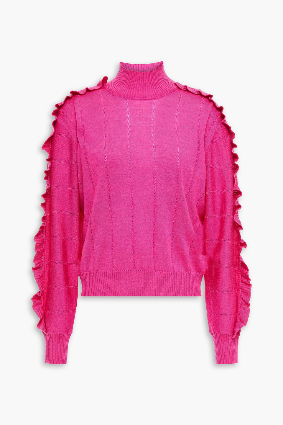 Kenzo Ruffled Wool And Silk-blend Turtleneck Sweater In Pink