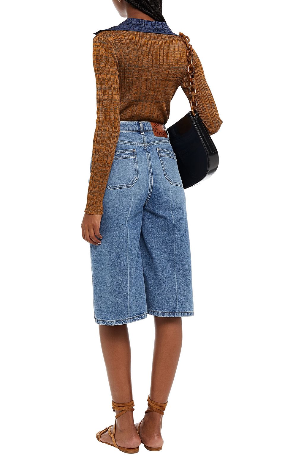 MISSONI Color-block ribbed crochet-knit polo sweater