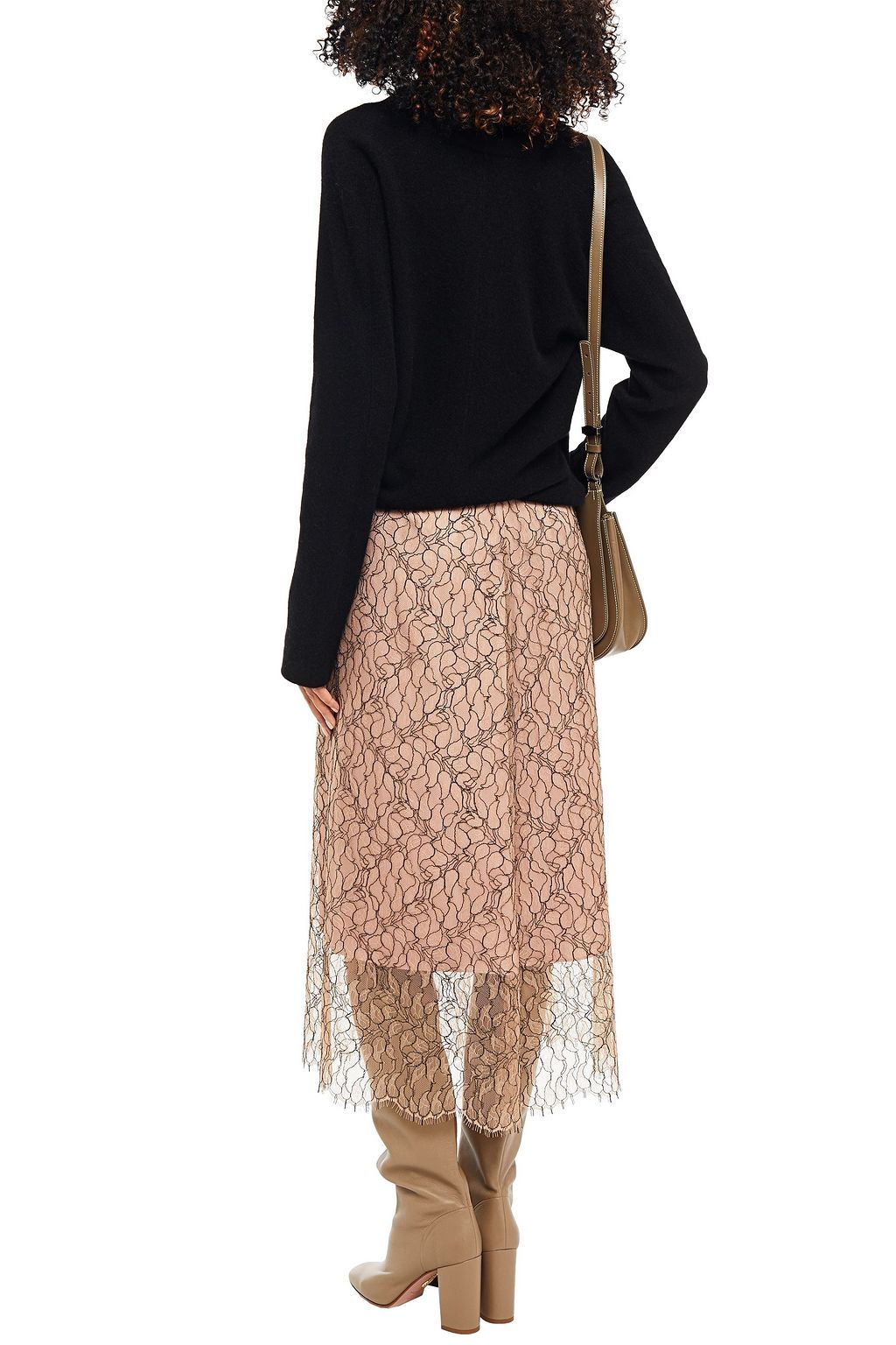 VINCE. Scalloped corded lace midi skirt