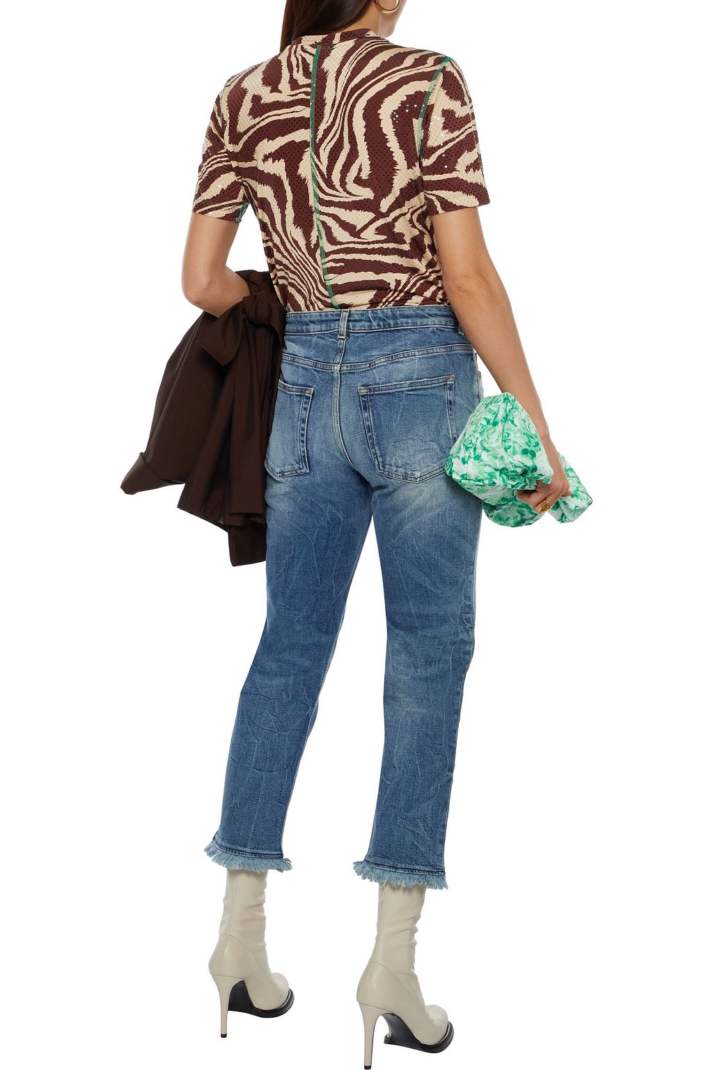 ACNE STUDIOS Row Fringe cropped distressed mid-rise slim leg jeans