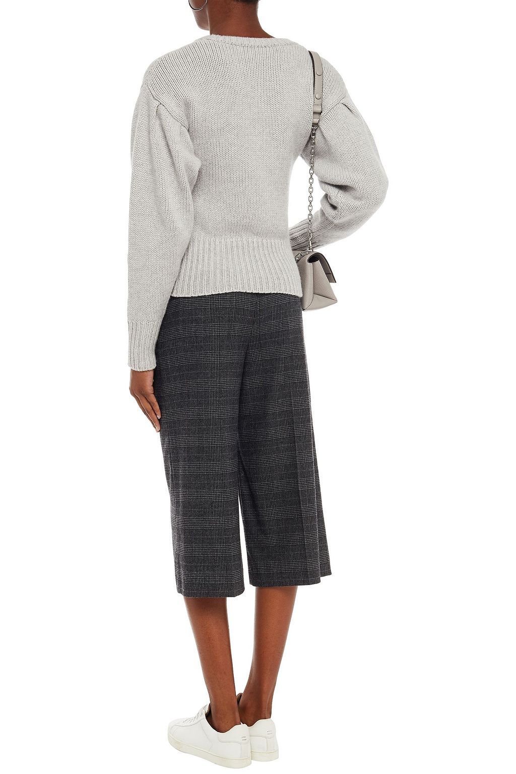 AUTUMN CASHMERE Lattice-trimmed knitted sweater