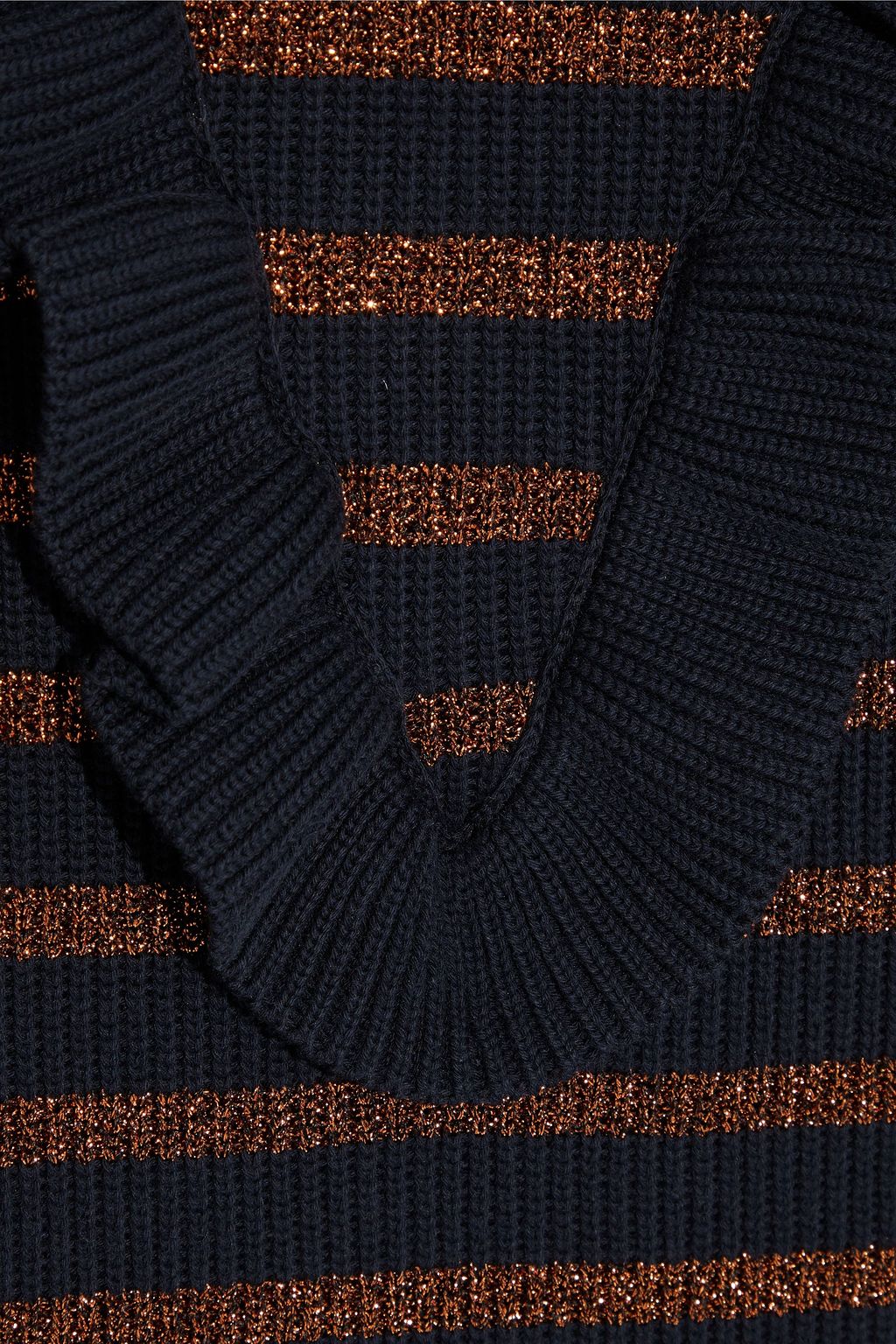 REDVALENTINO Metallic striped cotton-blend sweater