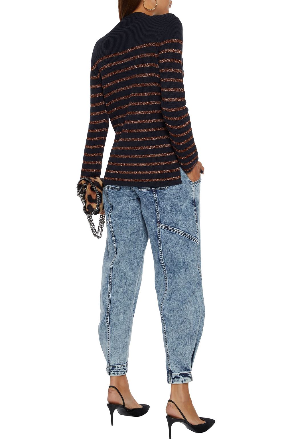 REDVALENTINO Metallic striped cotton-blend sweater