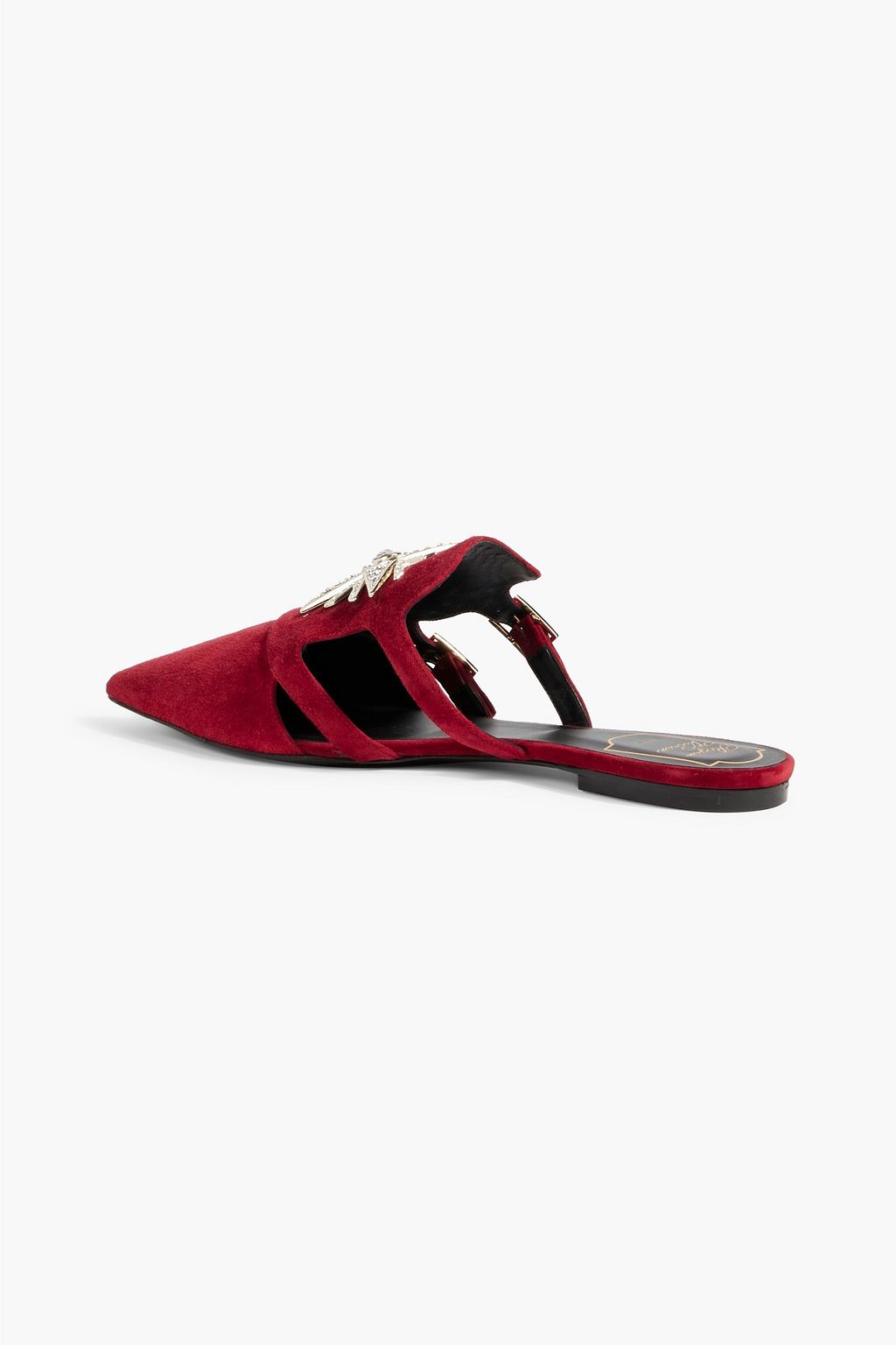 ROGER VIVIER スエード スリッパ クリスタル付き