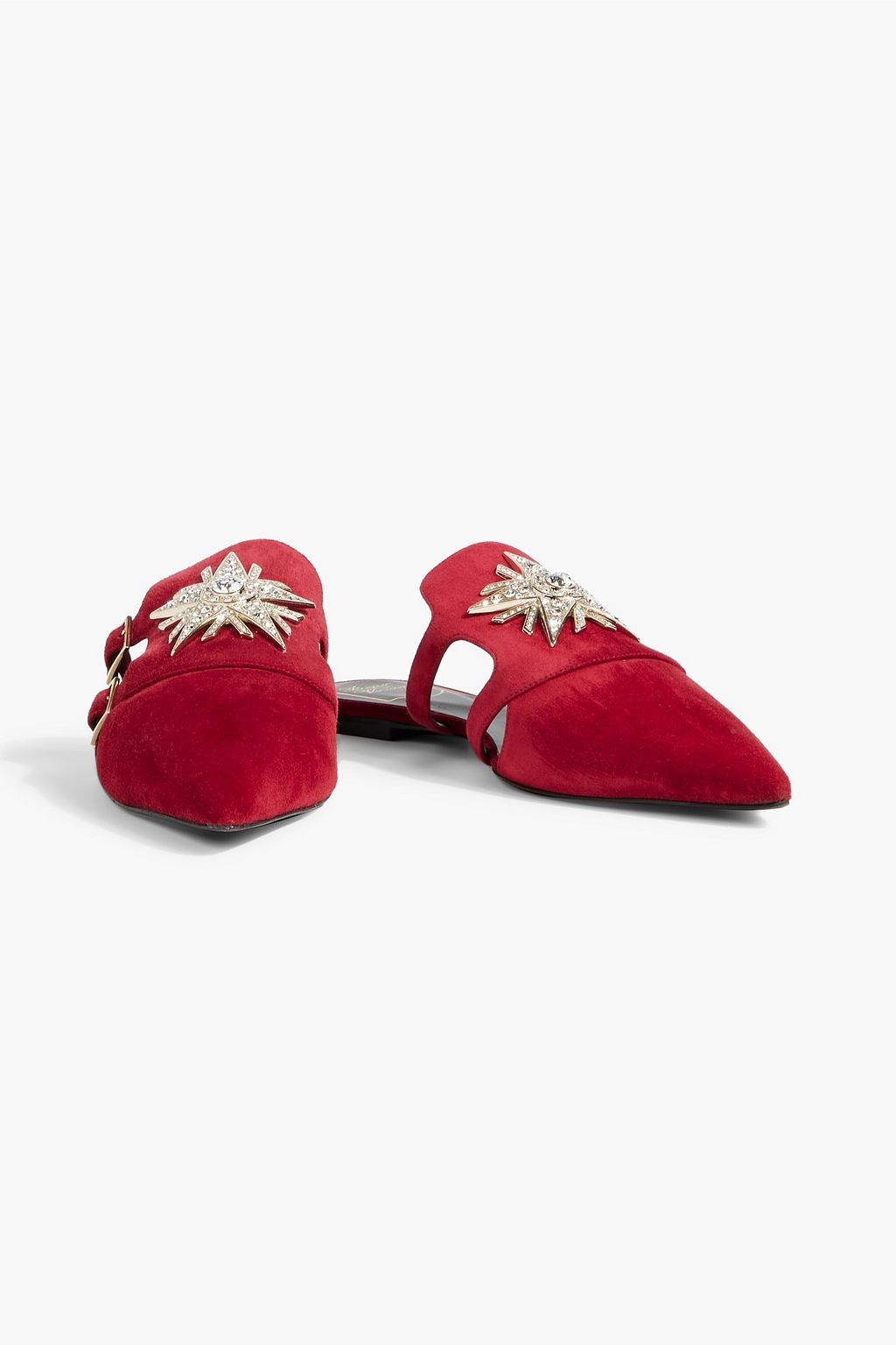 ROGER VIVIER スエード スリッパ クリスタル付き