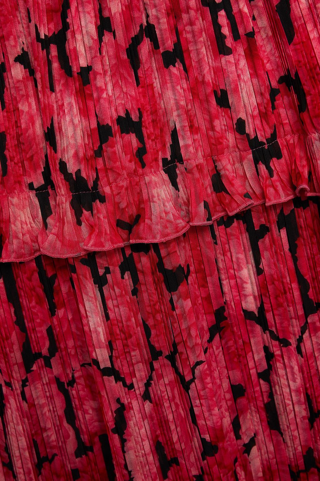 KENZO Ruffled floral-print plissé-crepe mini skirt